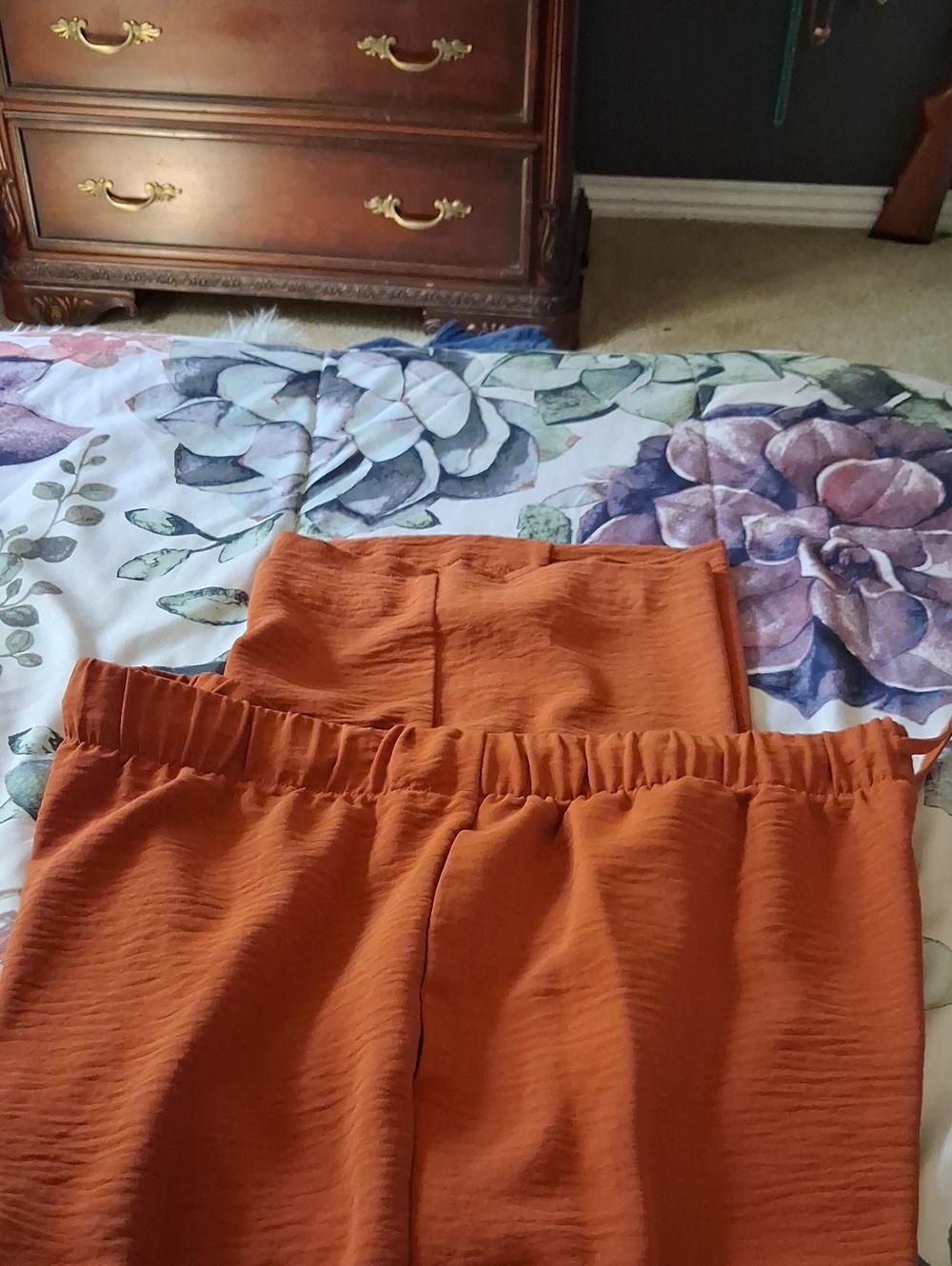 Rachel Zoe Wide-Leg Pull-On Pants in Rust Orange